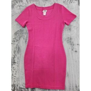 Vintage In Charge Dress Womens M Pink Scoop Neck Short Sleeve Bodycon Mini Party